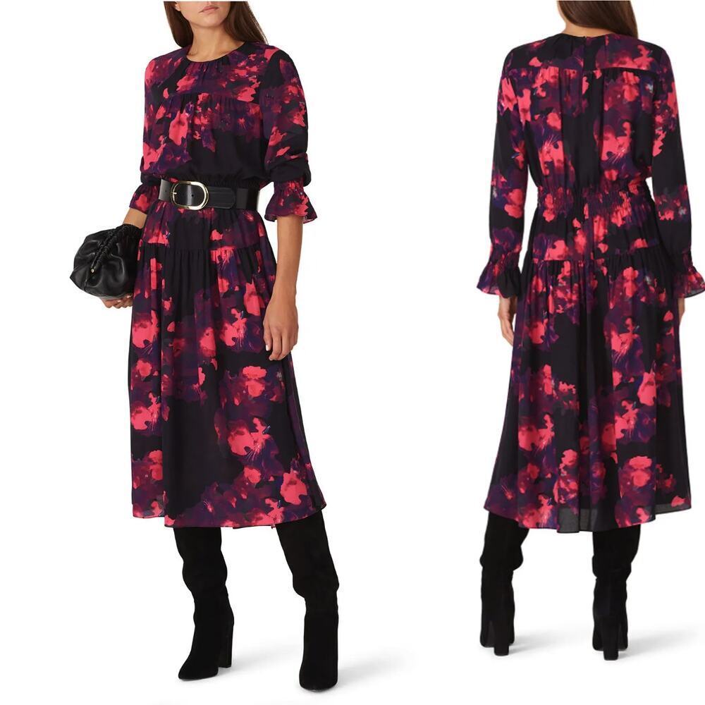 Victor Alfaro X Rtr Black Floral Peasant Dress - Size Xxl
